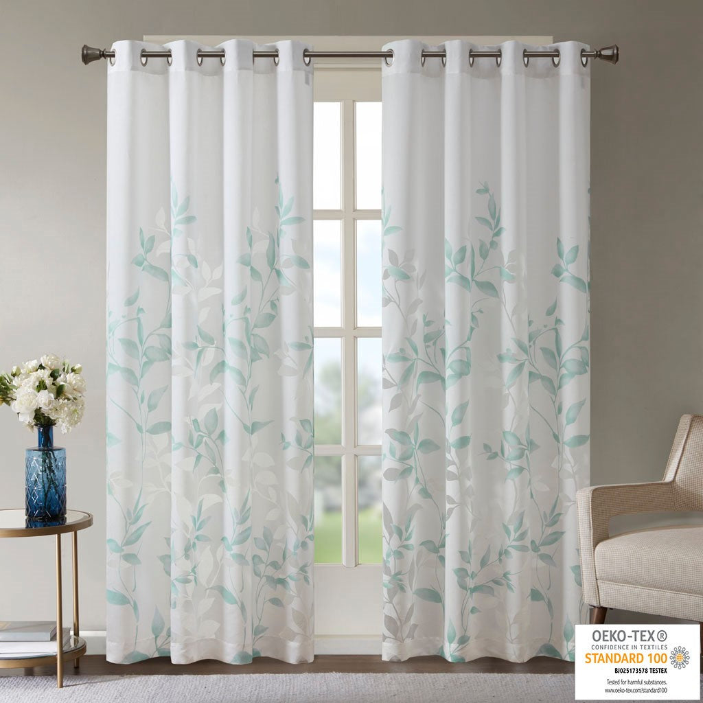 Burnout Printed Curtain Panel Pair(2 Pcs Window Panels)